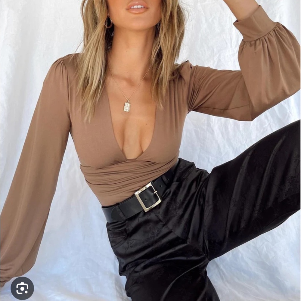 Princess Polly brown long sleeve bodysuit